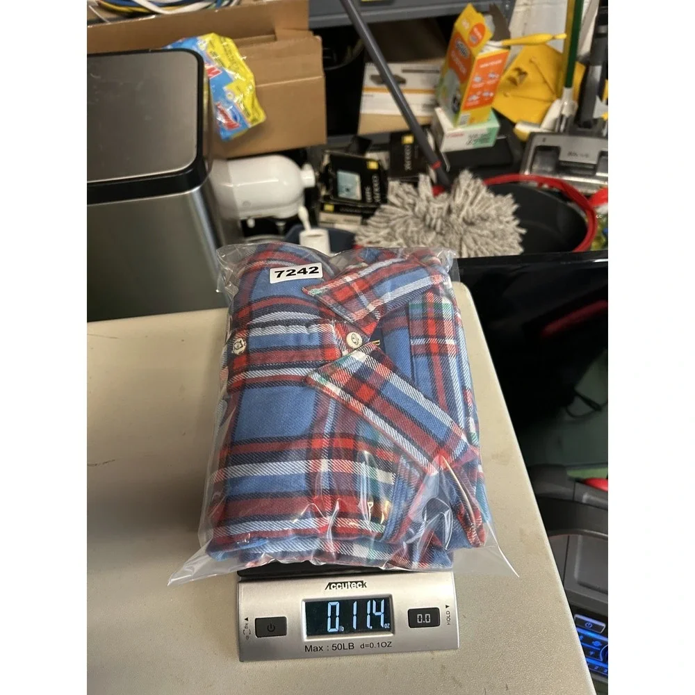 Polo Ralph Lauren Button Up Shirt Mens Small Blue Red Plaid Flannel‎ Two Pockets